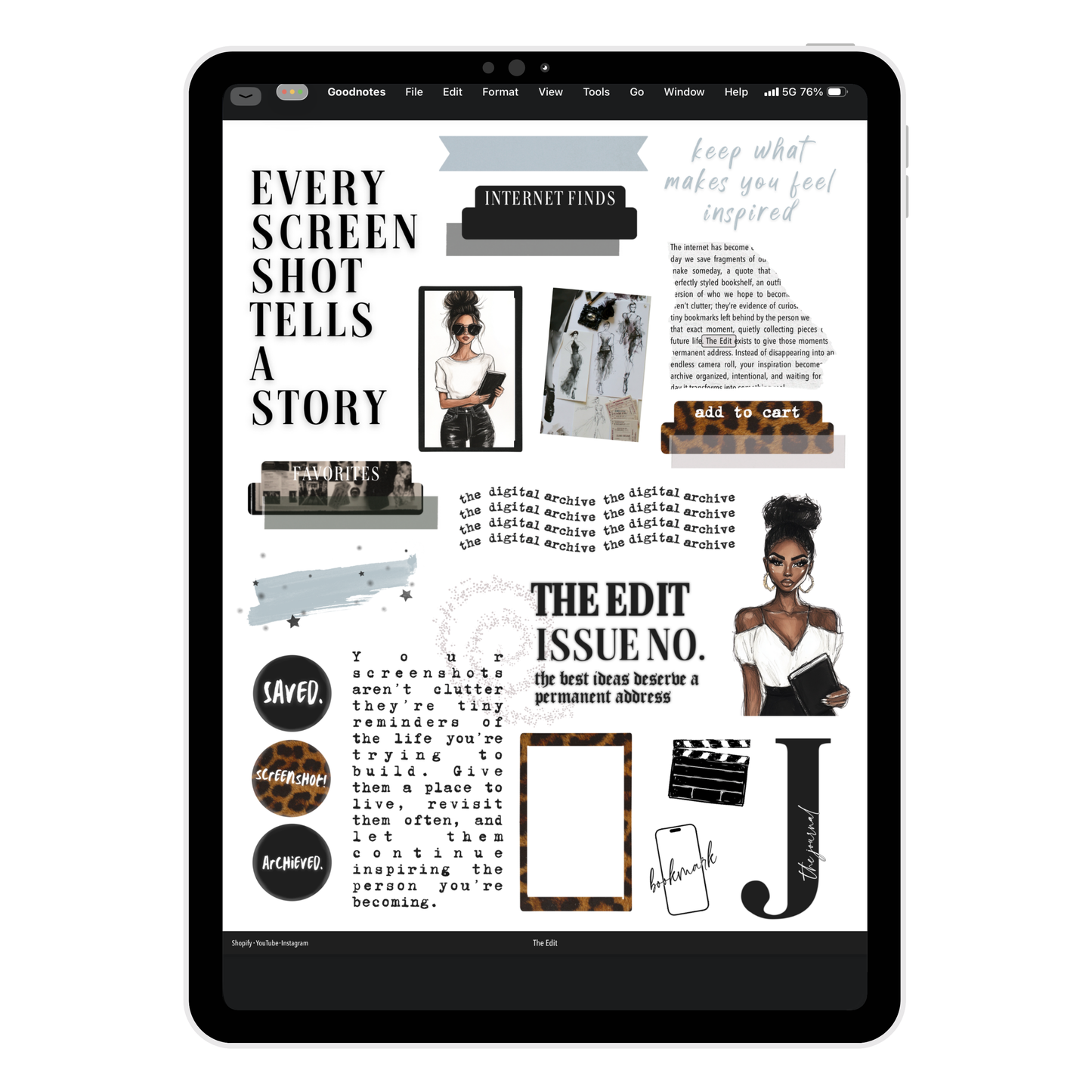 The Edit Digital Journaling and Planning Stickers (Goodnotes, PNG)