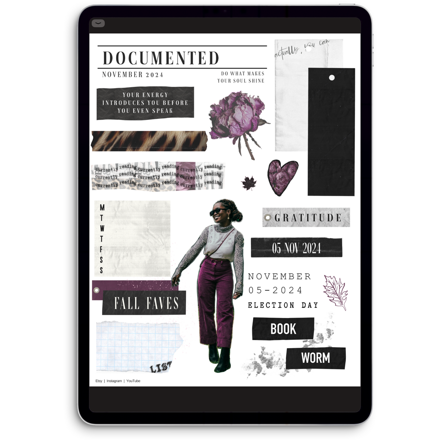 November Collage Digital Journaling and Planning Stickers (Goodnotes, PNGs)