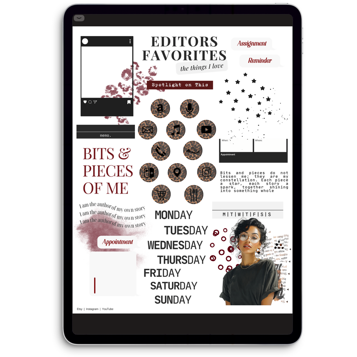 Bits & Pieces Digital Journaling and Planning Stickers (Goodnotes, Noteful, PNGs)