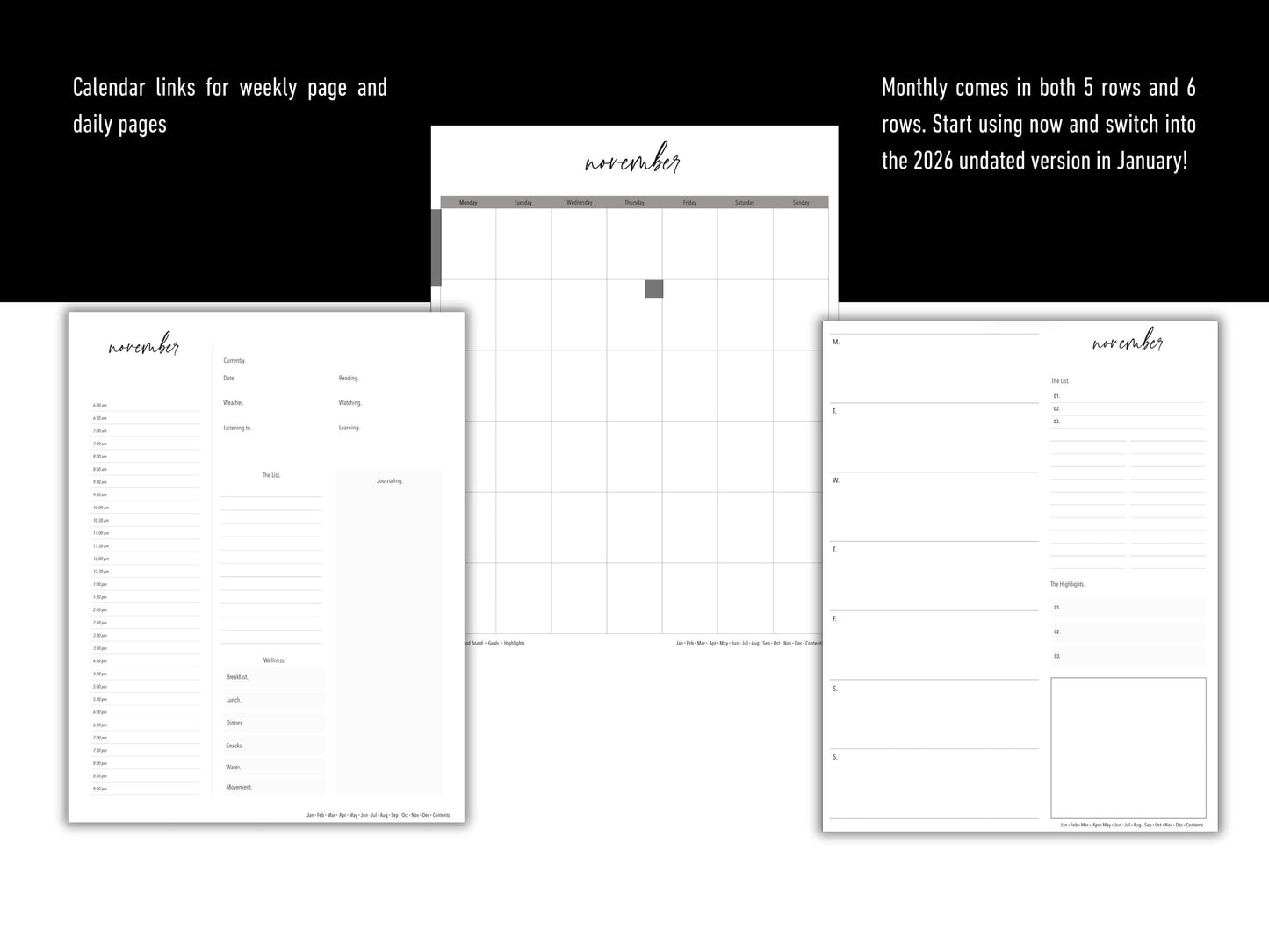 Diary II | Volume Two 2026 Digital Journal and Planner | Undated | Monday and Sunday Start