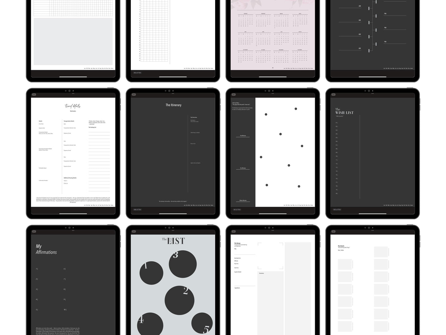 Documented Diary | Digital Journal and Prompt Book | Undated | Monday and Sunday Start