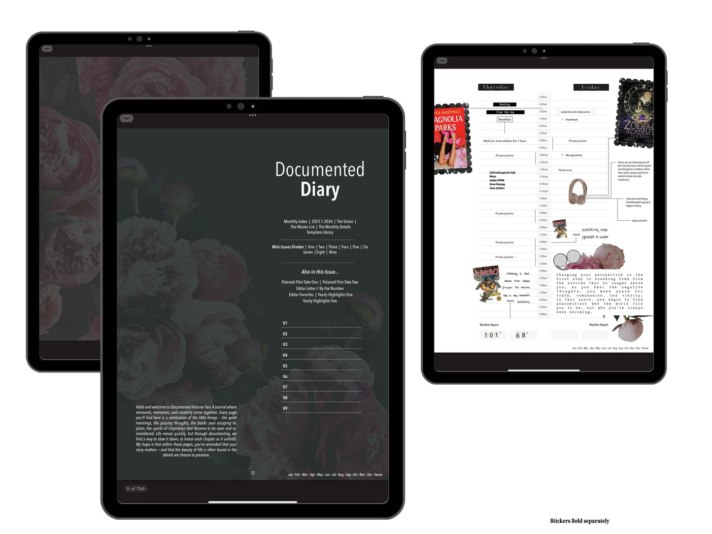 Documented Diary | Digital Journal and Prompt Book | Undated | Monday and Sunday Start