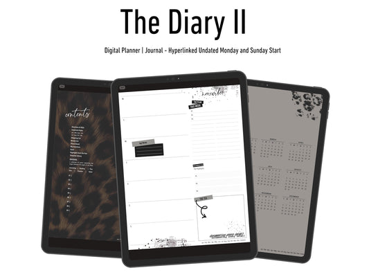 Diary II | Volume Two 2026 Digital Journal and Planner | Undated | Monday and Sunday Start