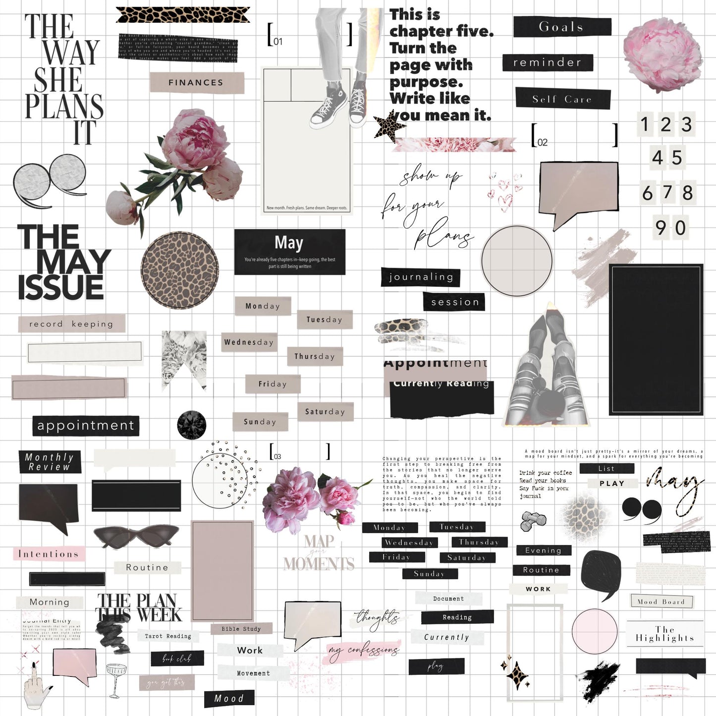 Ready, Set, Plan May Digital Journaling and Planning Stickers (Goodnotes, PNG)