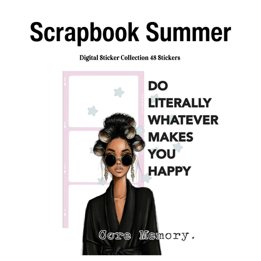 Scrapbook Summer Digital Journaling and Planning Stickers (Goodnotes, Noteful, PNGs)
