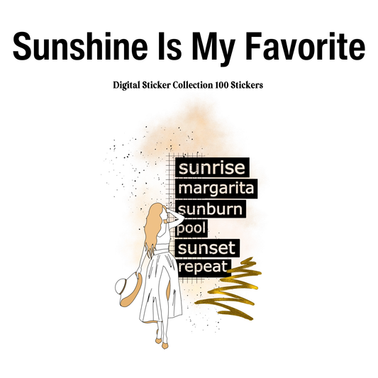 Sunshine is My Favorite Color Digital Journaling and Planning Stickers (Goodnotes, PNGs)