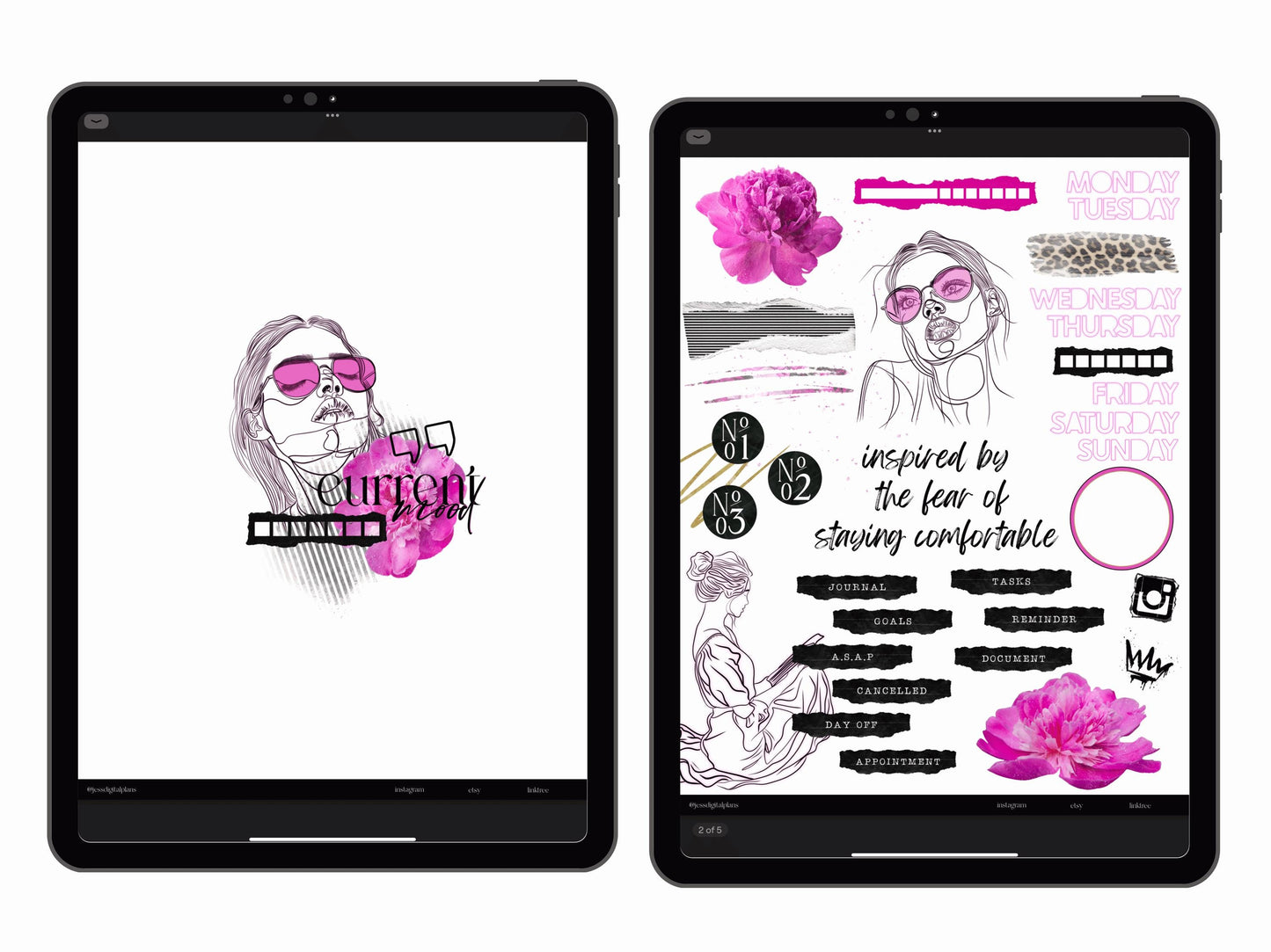 Becoming Her Digital Journaling and Planning Stickers (Goodnotes, PNGs)