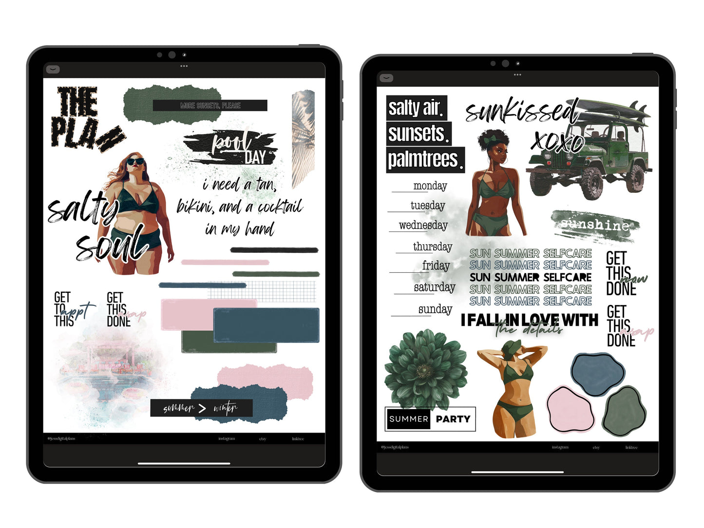 Sun Kissed Digital Journaling and Planning Stickers (Goodnotes, PNGs)