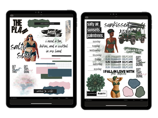 Sun Kissed Digital Journaling and Planning Stickers (Goodnotes, PNGs)
