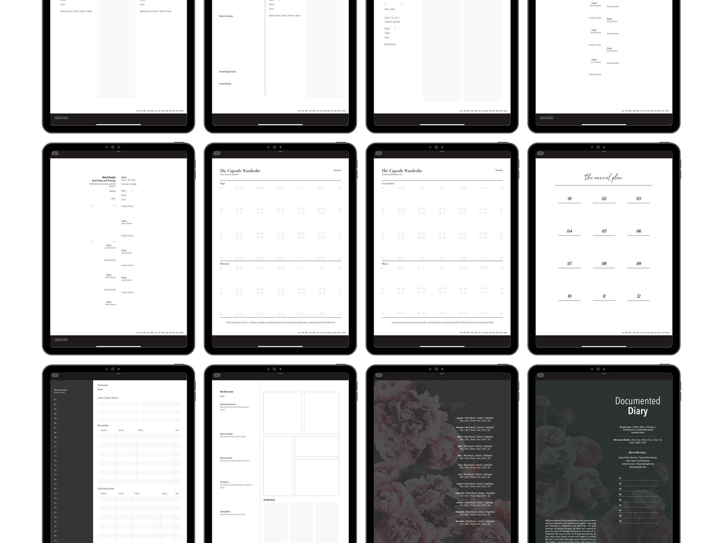 Documented Diary | Digital Journal and Prompt Book | Undated | Monday and Sunday Start