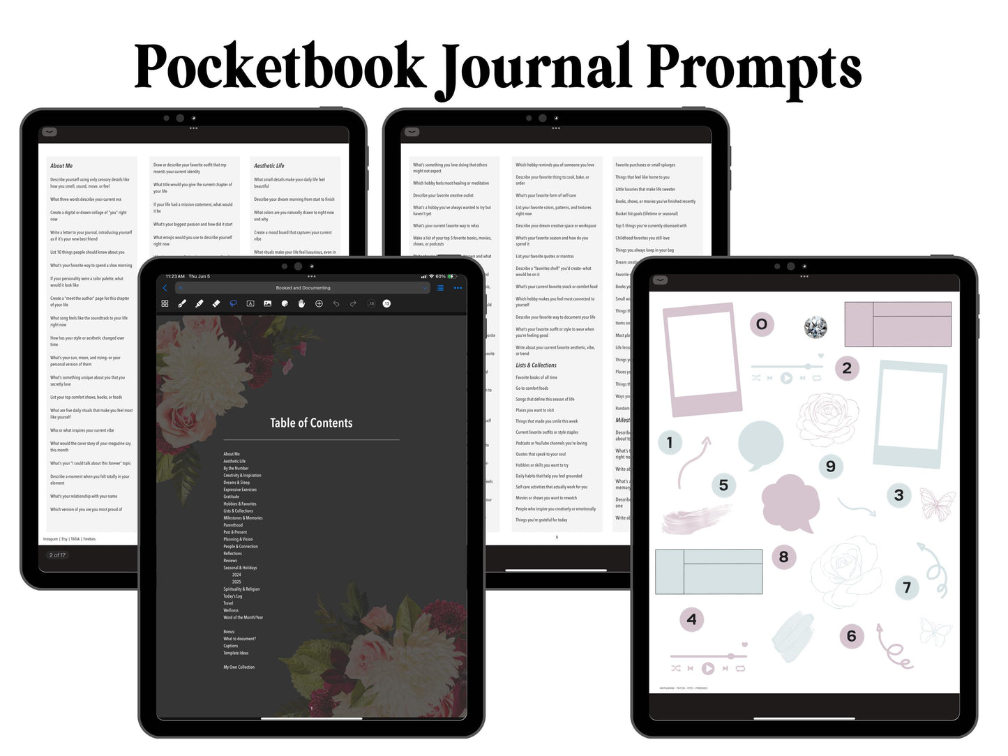 Documented Diary | Digital Journal and Prompt Book | Undated | Monday and Sunday Start
