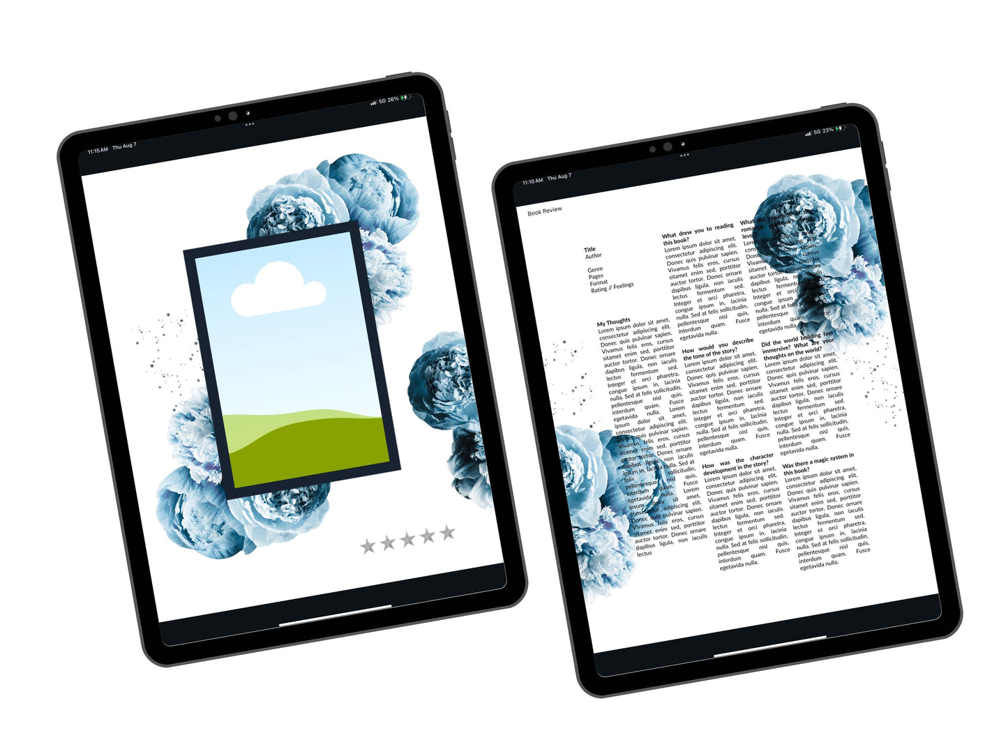 Book Review Editable Template (CANVA, GOODNOTES, NOTEFUL)