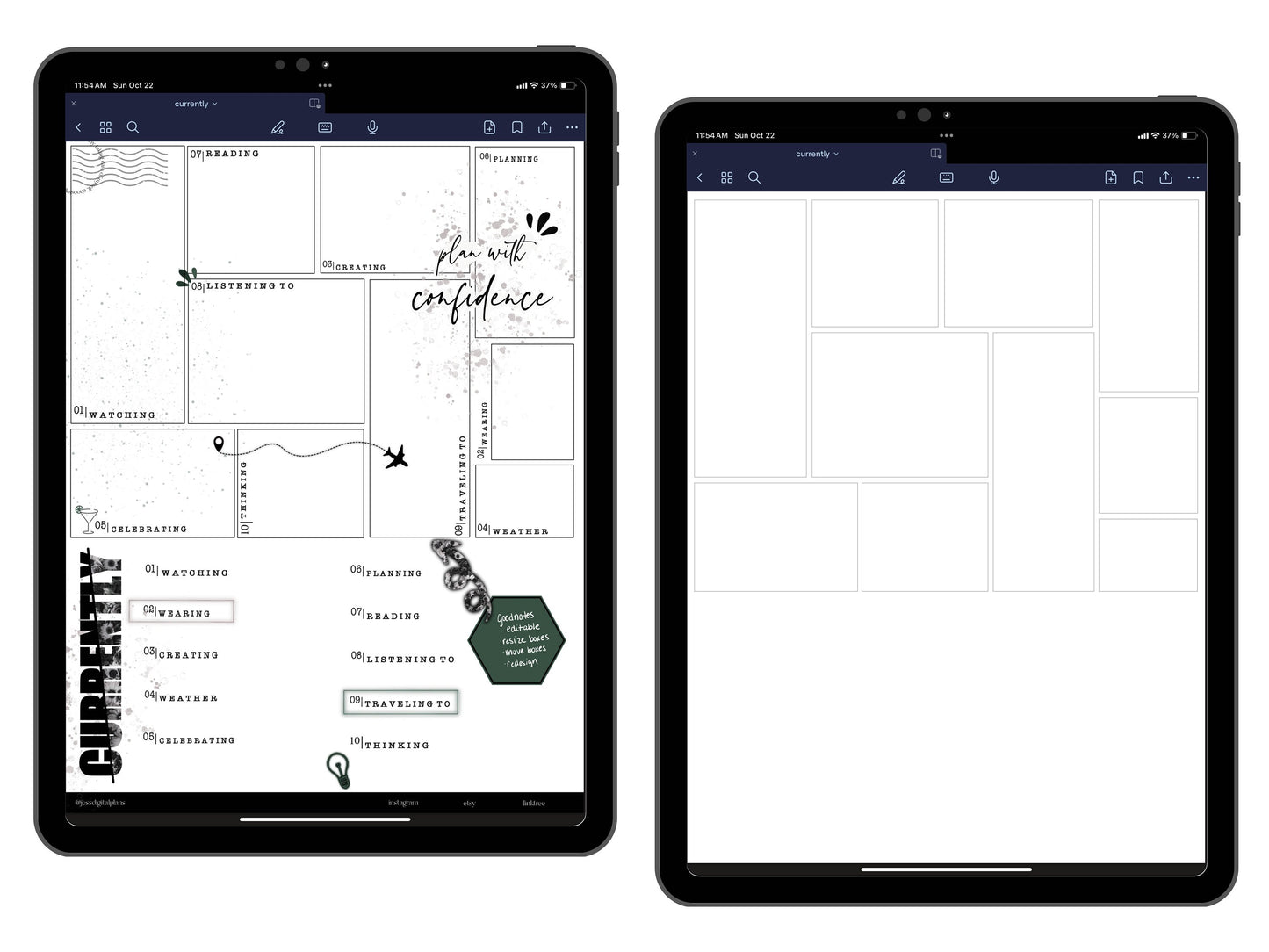 Currently Collection Digital Journaling and Planning Stickers (Goodnotes, PNGs)