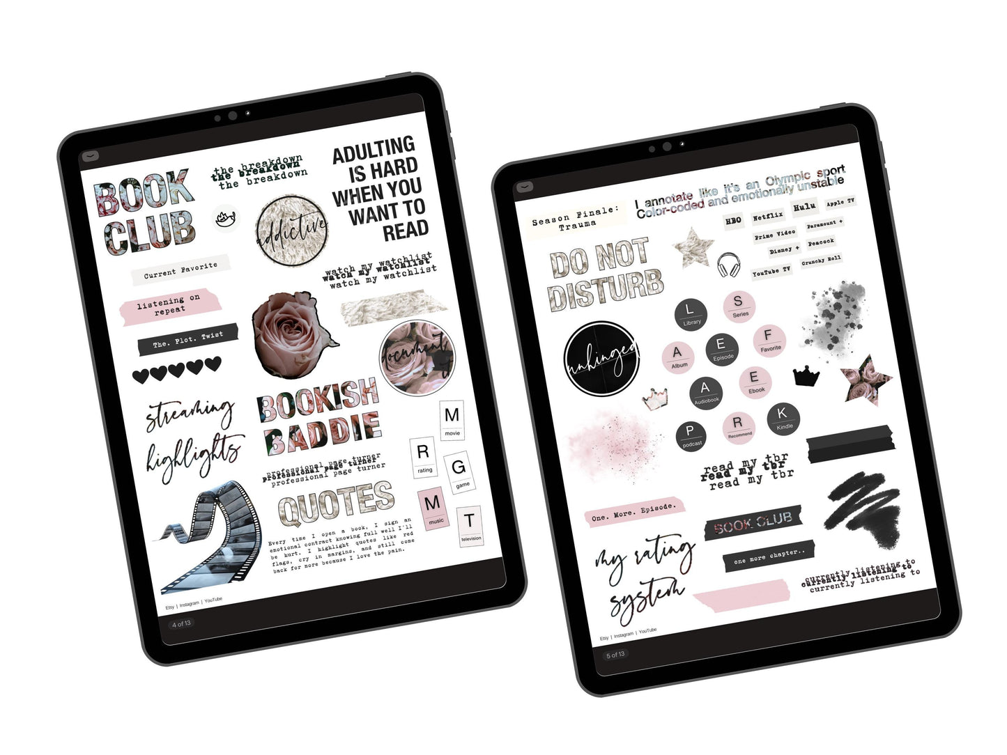 Do Not Disturb: Book, Show, Movie, Gaming Digital Journal Stickers (Goodnotes, PNGs)