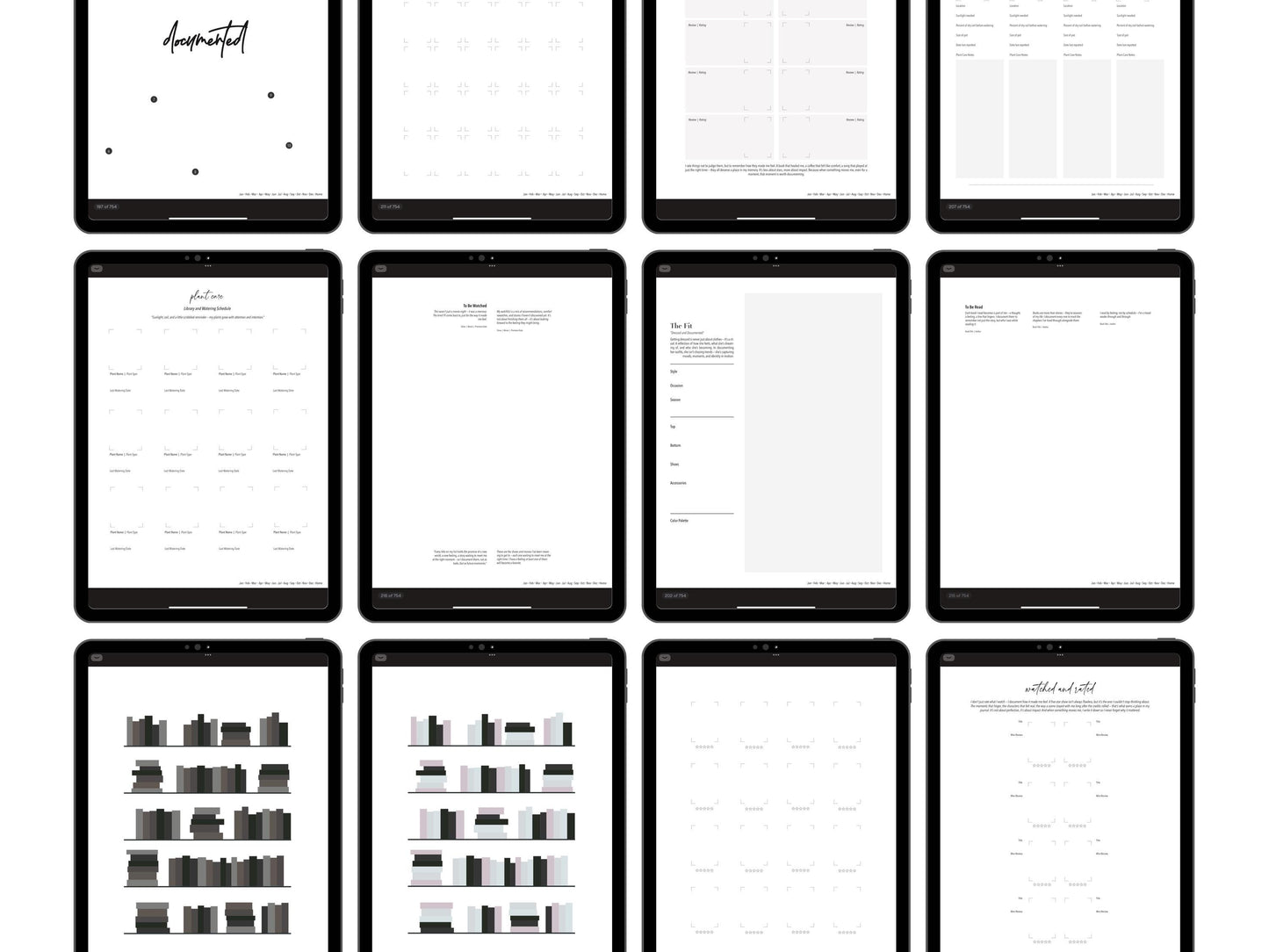 Documented Diary | Digital Journal and Prompt Book | Undated | Monday and Sunday Start