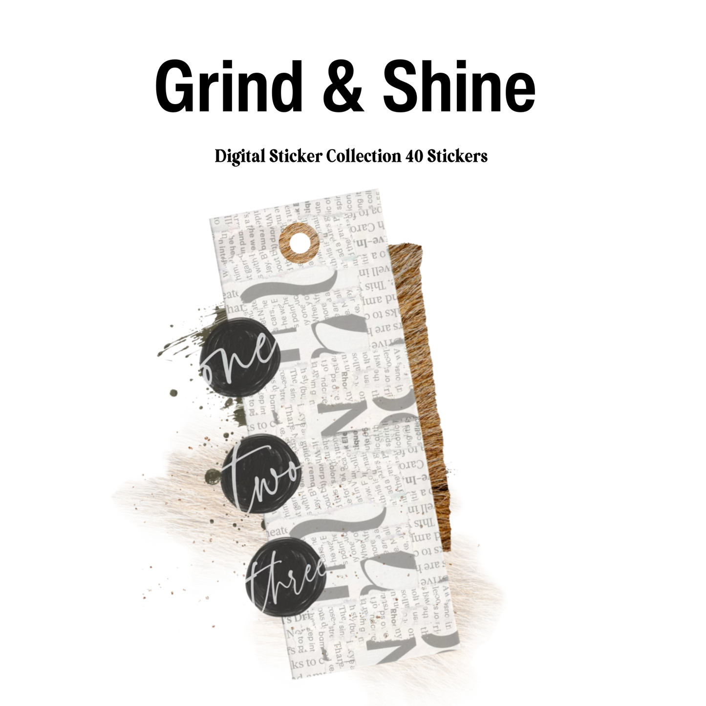 Grind and Shine Digital Journaling and Planning Stickers (Goodnotes, PNGs)