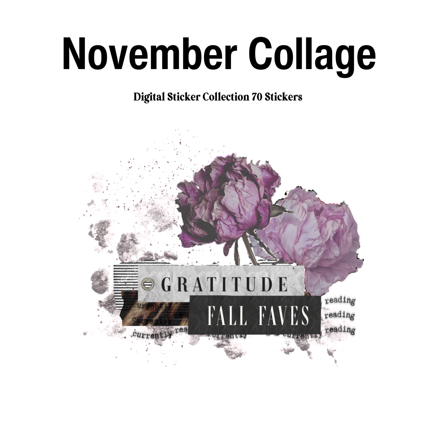 November Collage Digital Journaling and Planning Stickers (Goodnotes, PNGs)