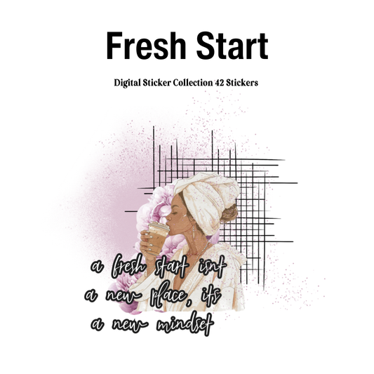 Fresh Start Digital Journaling and Planning Stickers (Goodnotes, PNGs)