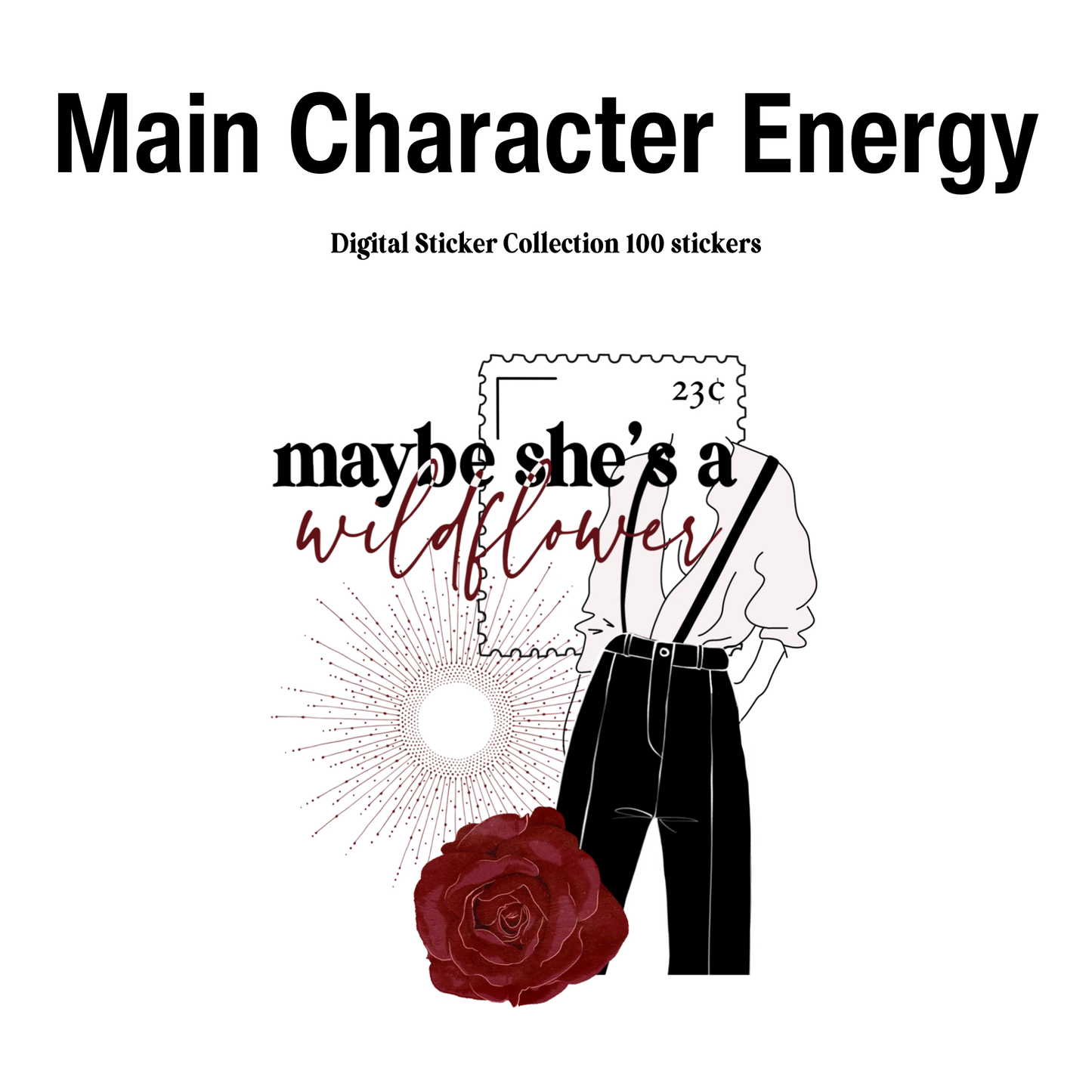 Main Character Energy Digital Journaling and Planning Stickers (Goodnotes, PNGs)