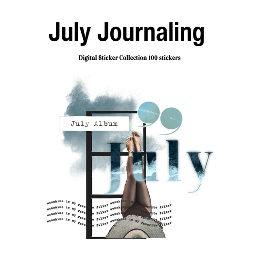 July Journal Stickers Digital Journaling and Planning Stickers (Goodnotes, Noteful, PNGs)