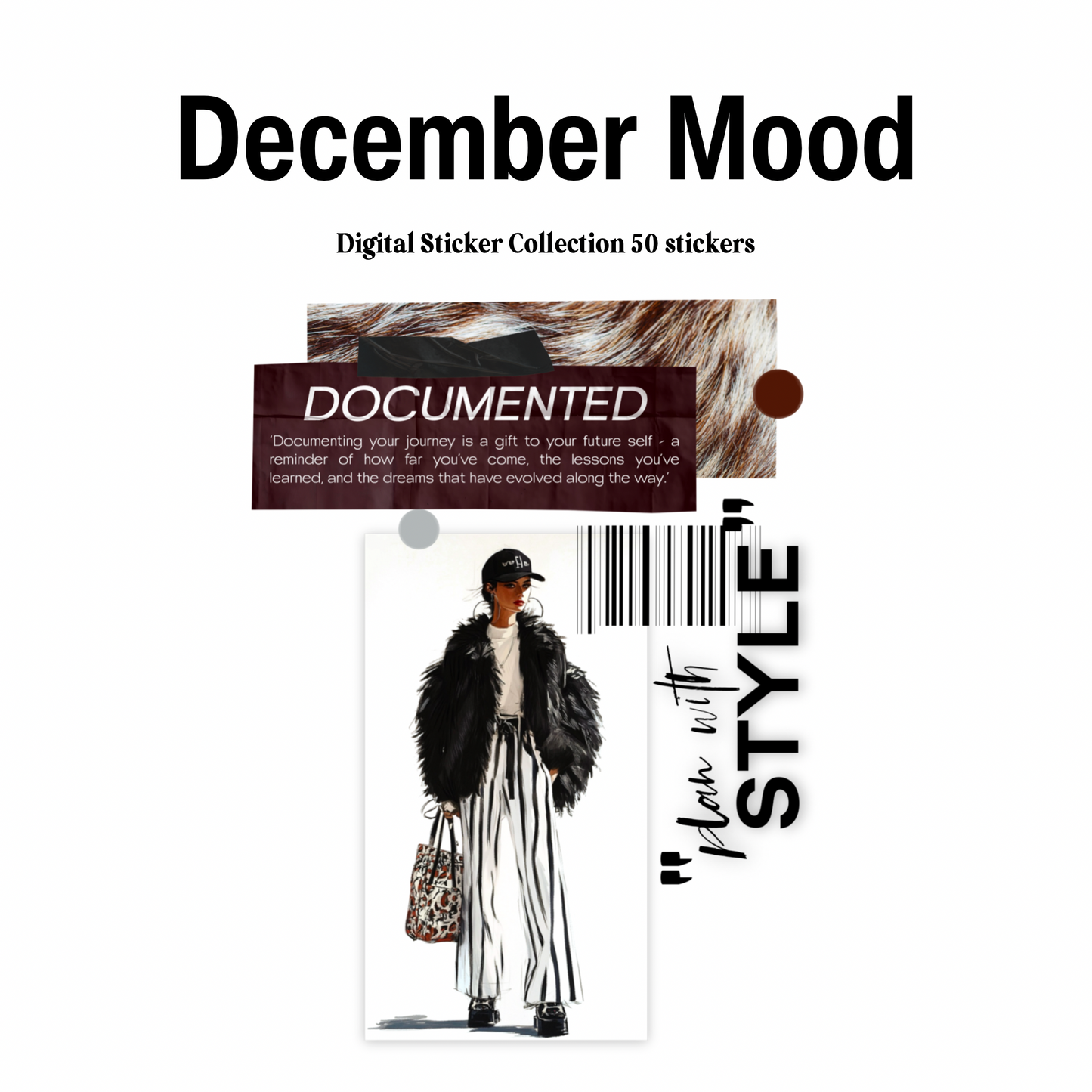 December Mood Digital Journaling and Planning Stickers (Goodnotes, PNGs)