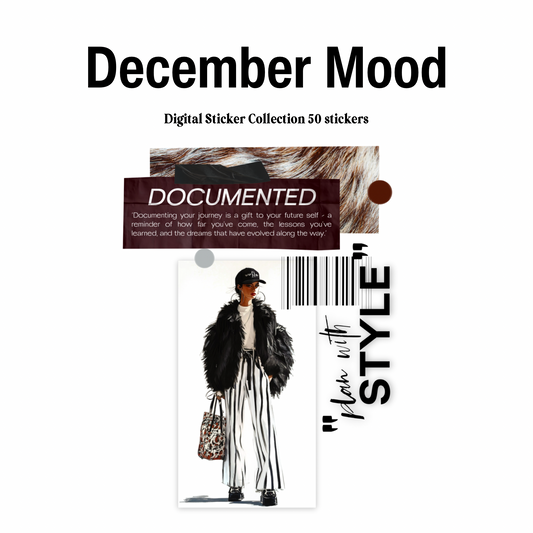 December Mood Digital Journaling and Planning Stickers (Goodnotes, PNGs)