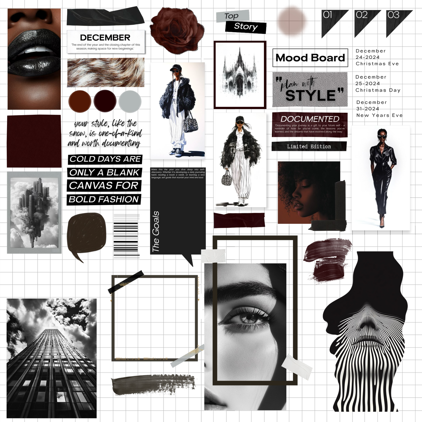 December Mood Digital Journaling and Planning Stickers (Goodnotes, PNGs)