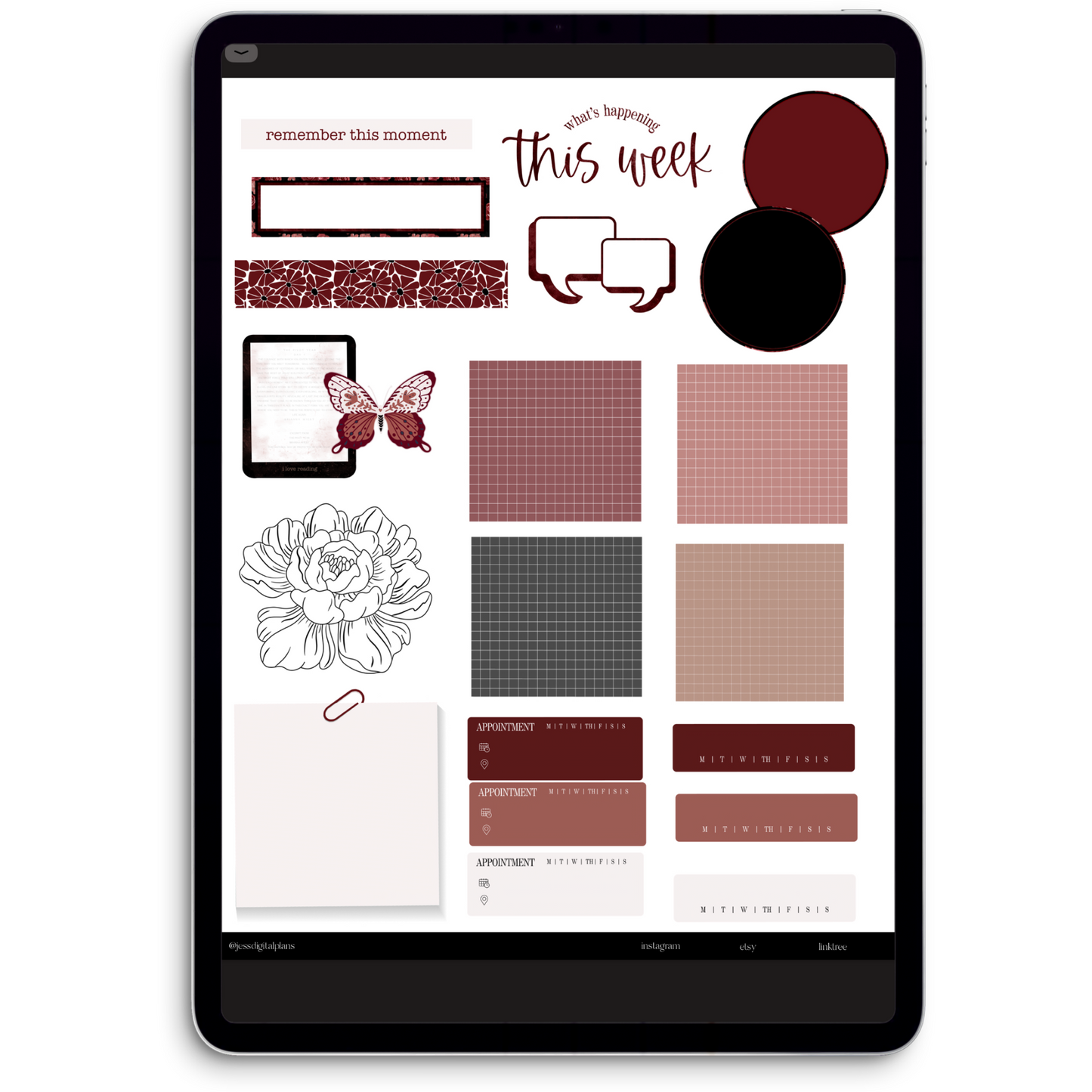Main Character Energy Digital Journaling and Planning Stickers (Goodnotes, PNGs)