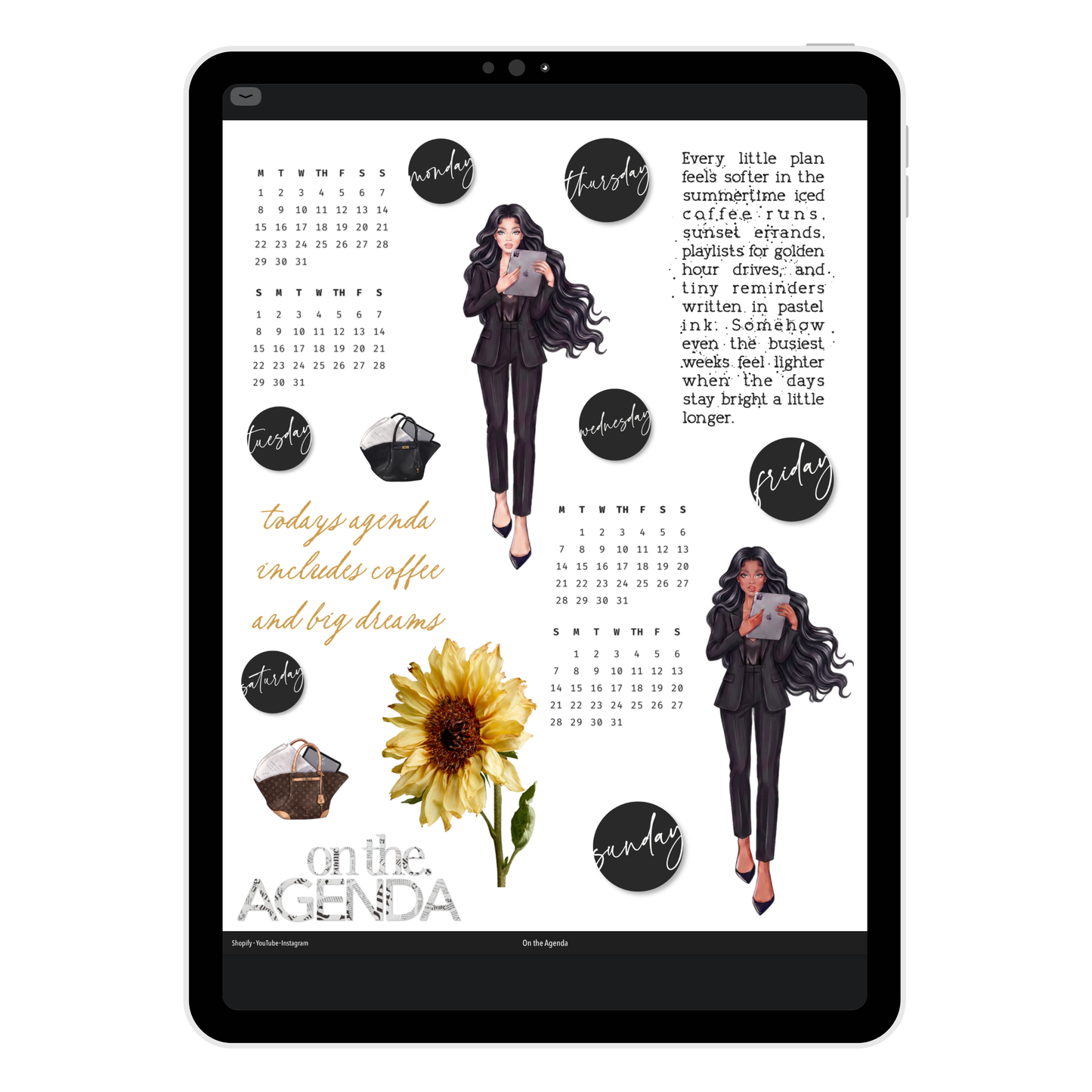 On the Agenda Digital Journaling and Planning Stickers (Goodnotes, Noteful, PNG)