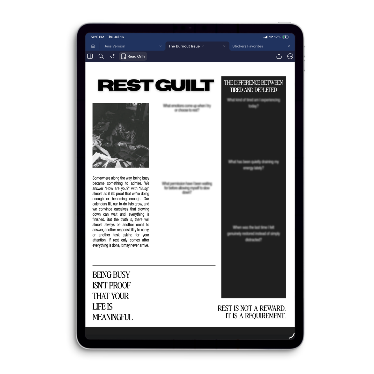 The Burnout Issue - Journaling Kit (PDF) (Goodnotes, Noteful, PNG)