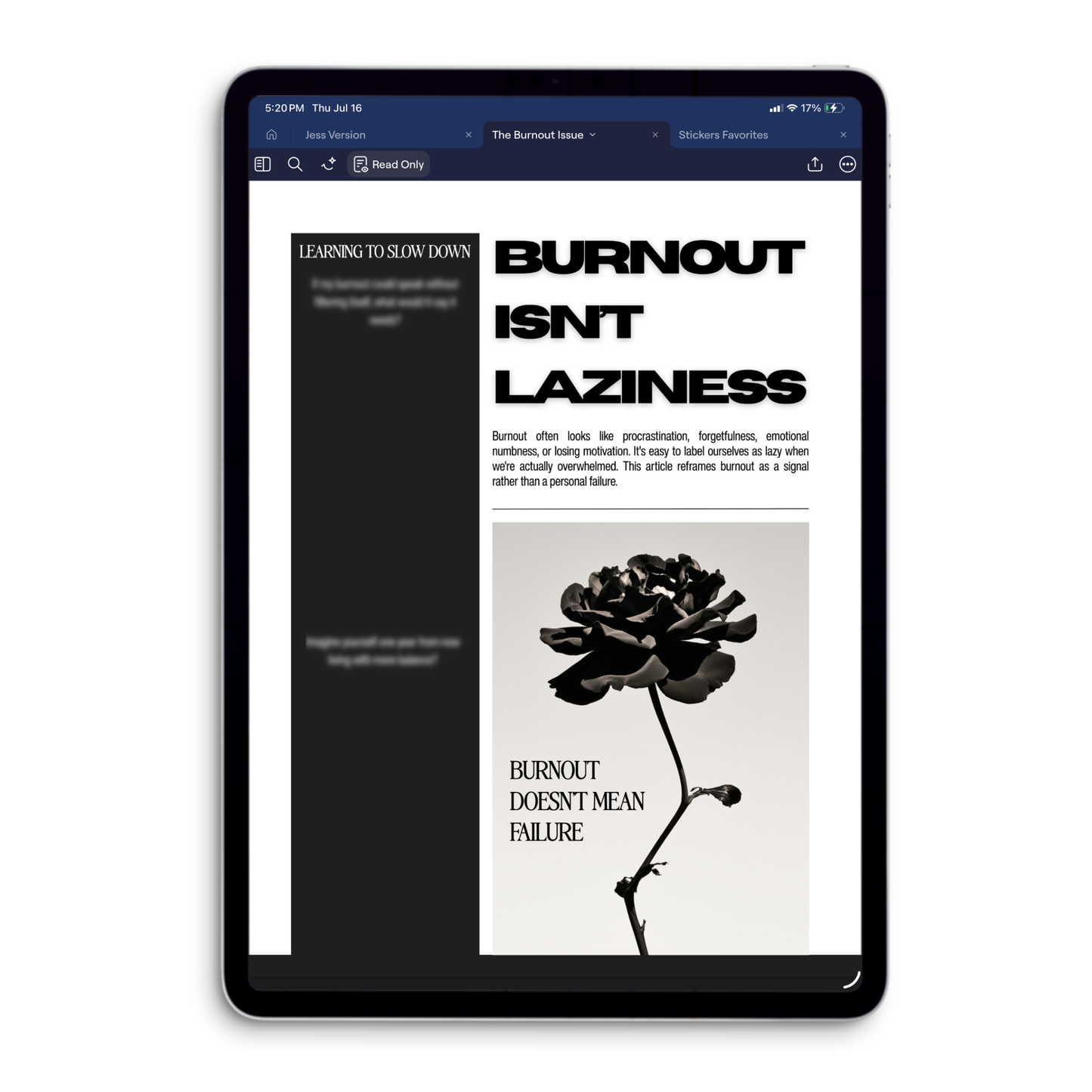 The Burnout Issue - Journaling Kit (PDF) (Goodnotes, Noteful, PNG)