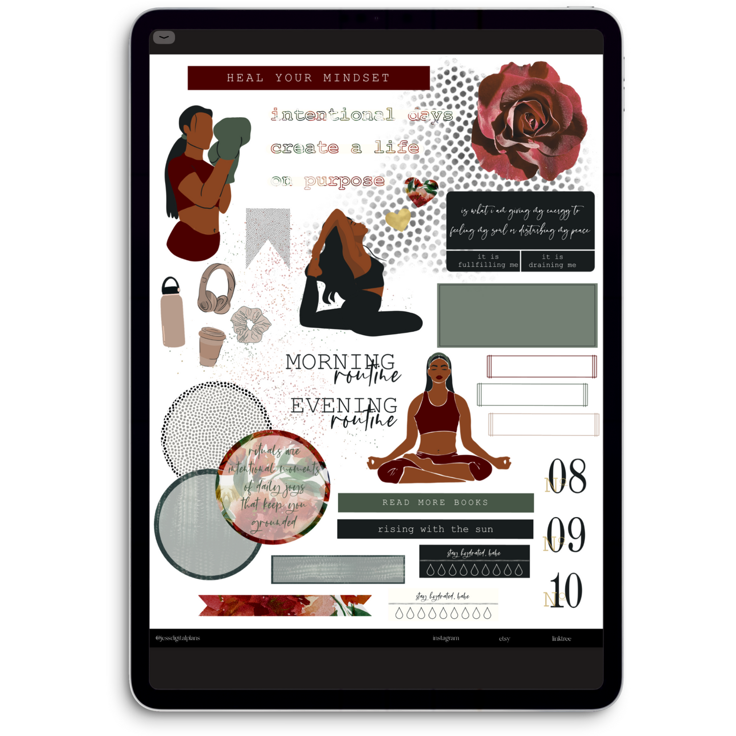Intentional Era Digital Journaling and Planning Stickers (Goodnotes, PNGs)