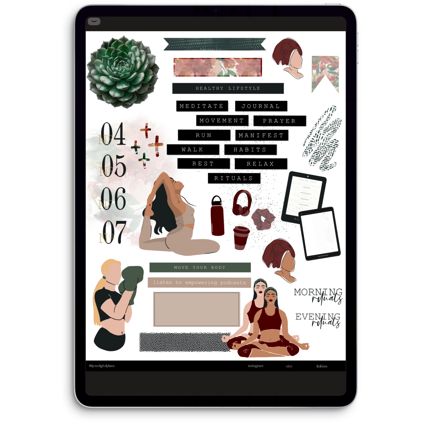 Intentional Era Digital Journaling and Planning Stickers (Goodnotes, PNGs)
