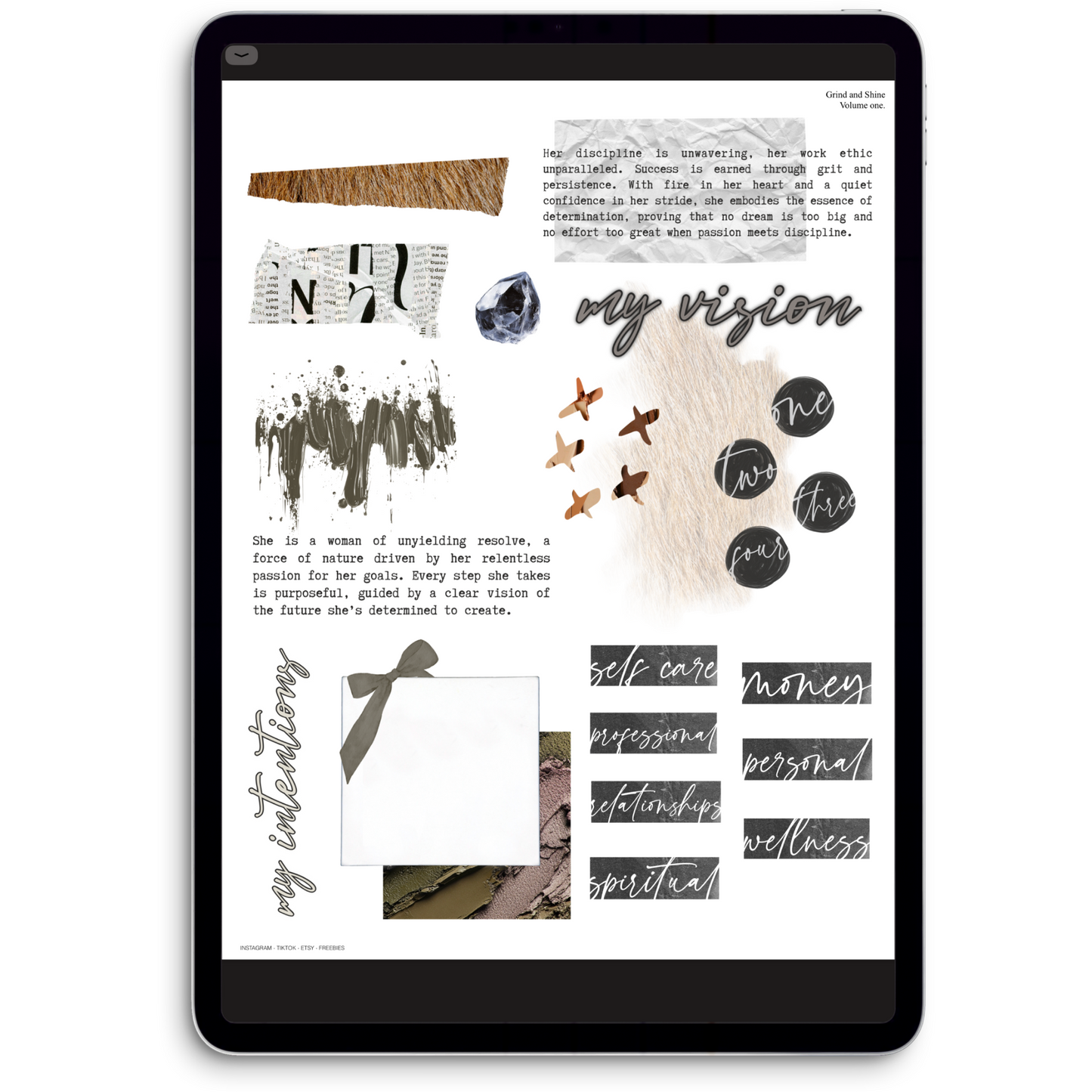 Grind and Shine Digital Journaling and Planning Stickers (Goodnotes, PNGs)