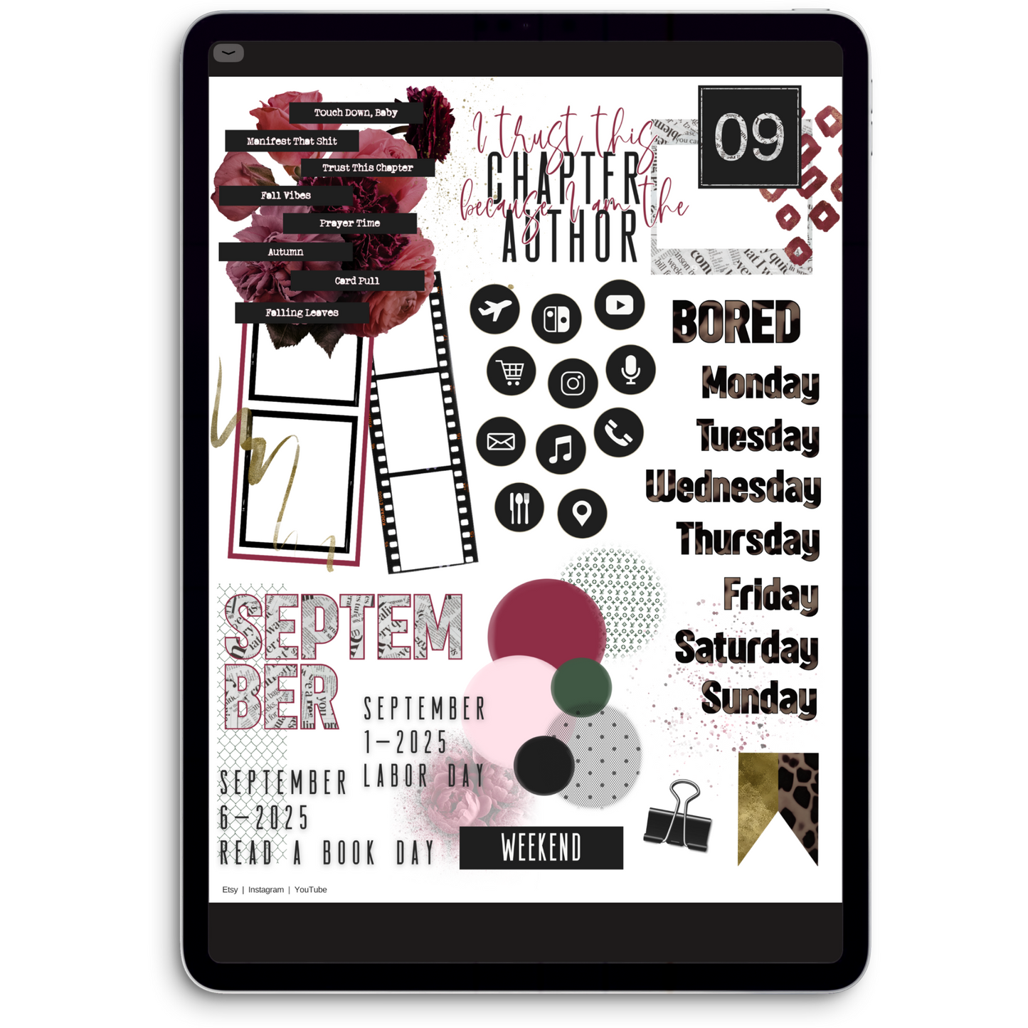Chapter Nine Digital Journaling and Planning Stickers (Goodnotes, Noteful, PNGs)