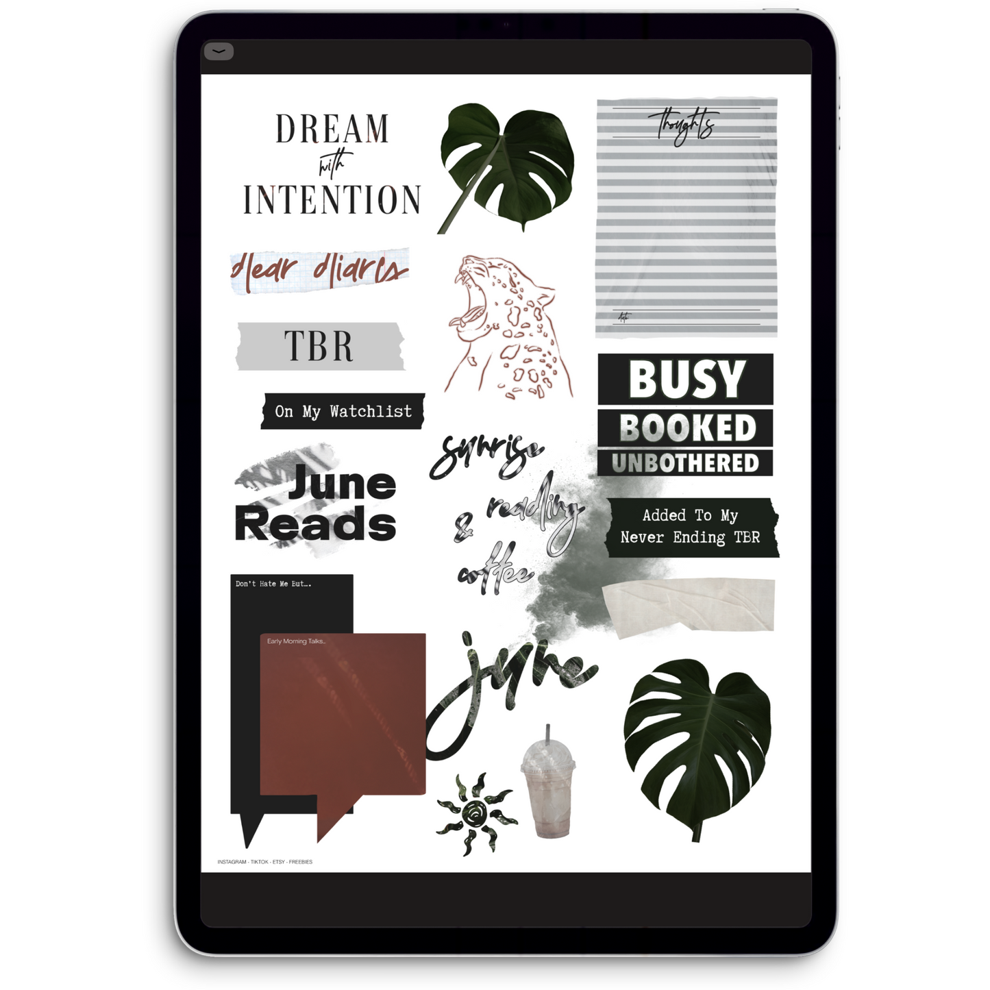 June Digital Journaling and Planning Stickers (Goodnotes, Noteful, PNGs)
