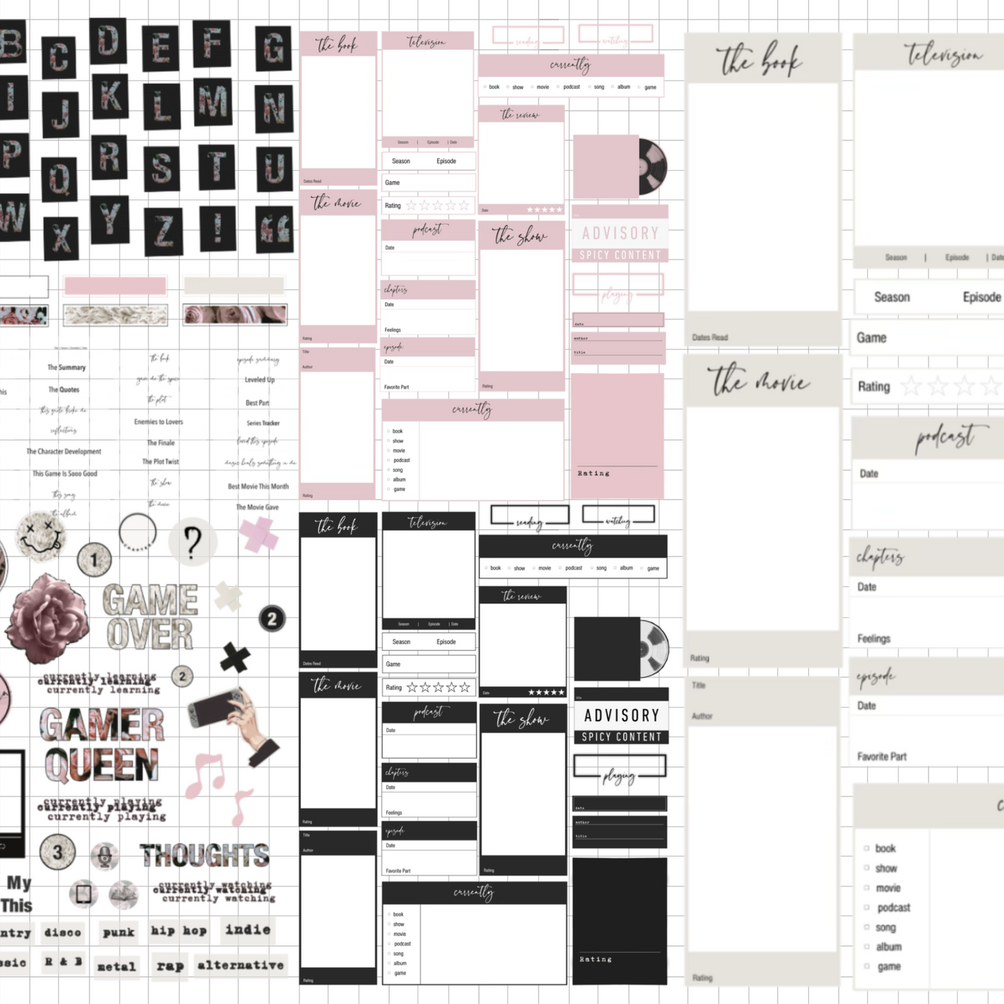Do Not Disturb: Book, Show, Movie, Gaming Digital Journal Stickers (Goodnotes, PNGs)