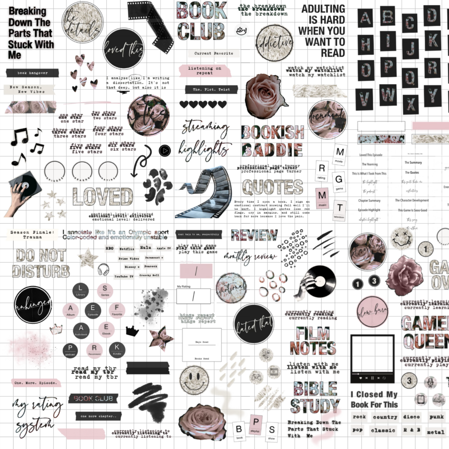 Do Not Disturb: Book, Show, Movie, Gaming Digital Journal Stickers (Goodnotes, PNGs)