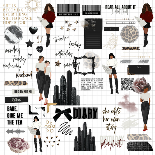 Editorial Issue Digital Journaling and Planning Stickers (Goodnotes, Noteful, PNGs)