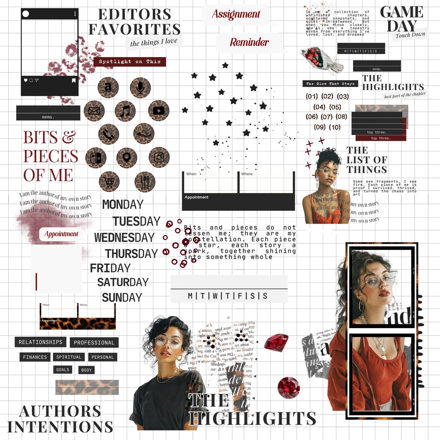 Bits & Pieces Digital Journaling and Planning Stickers (Goodnotes, Noteful, PNGs)