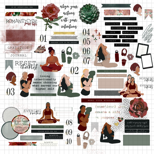 Intentional Era Digital Journaling and Planning Stickers (Goodnotes, PNGs)