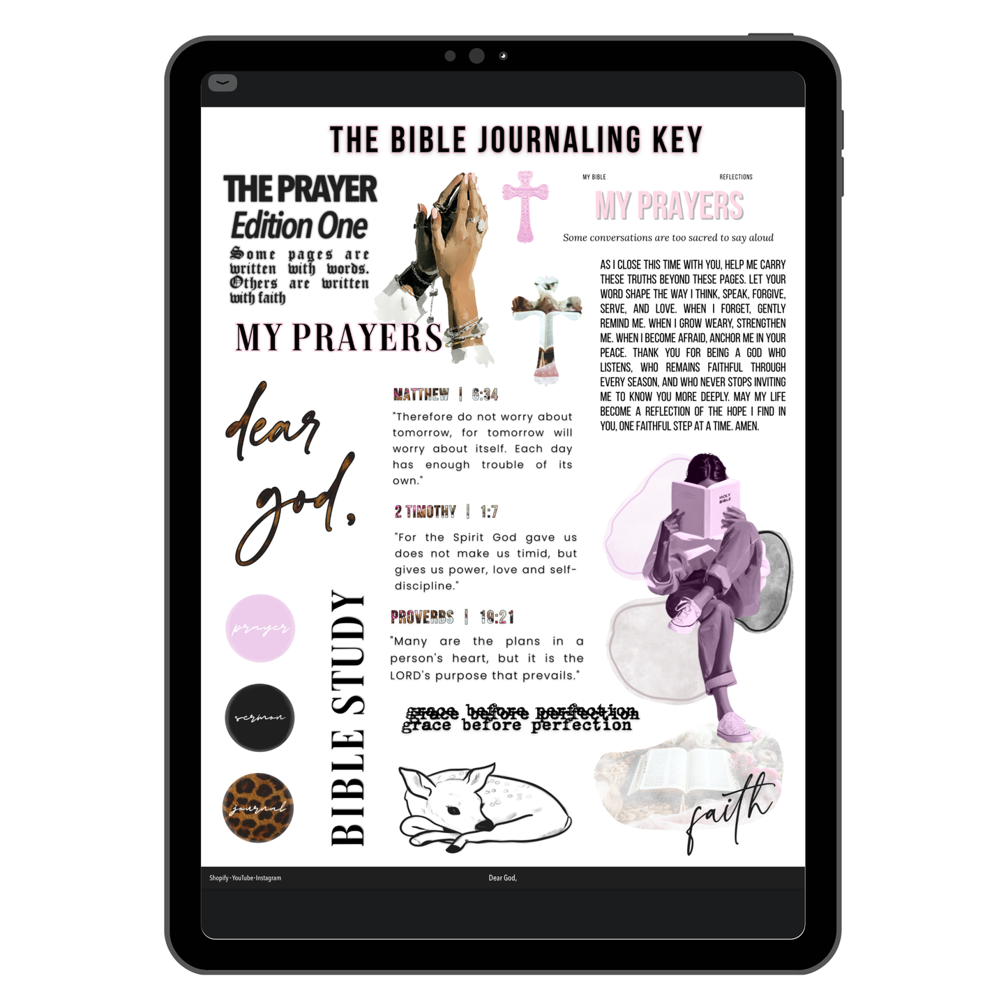 Dear God, Digital Journaling and Planning Stickers (Goodnotes, noteful, PNG)