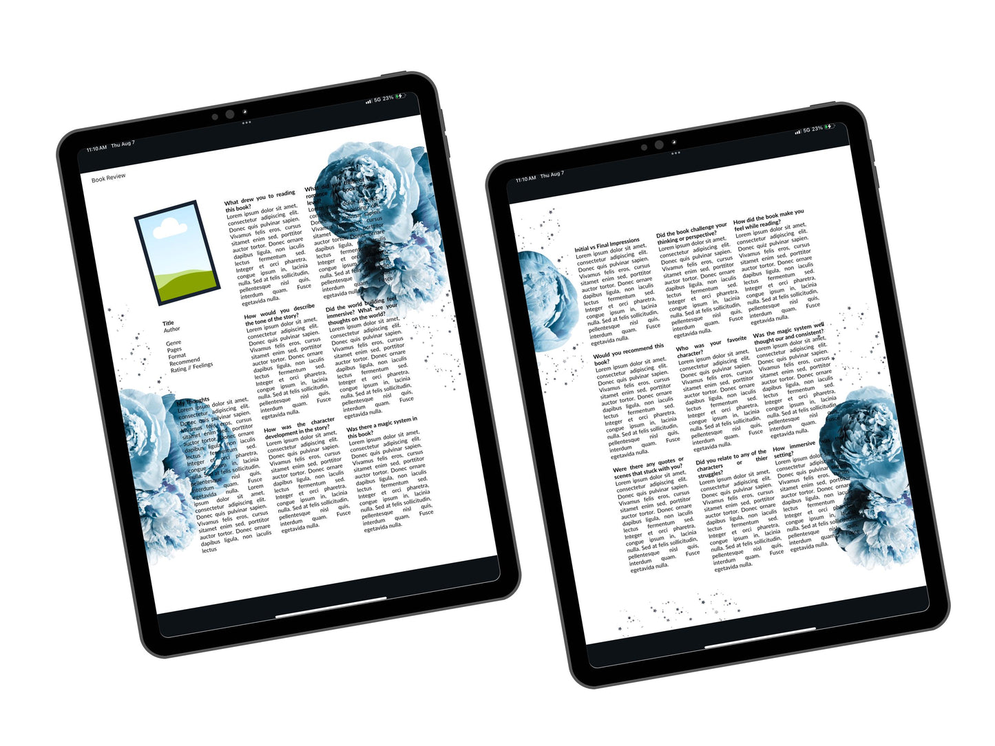 Book Review Editable Template (CANVA, GOODNOTES, NOTEFUL)