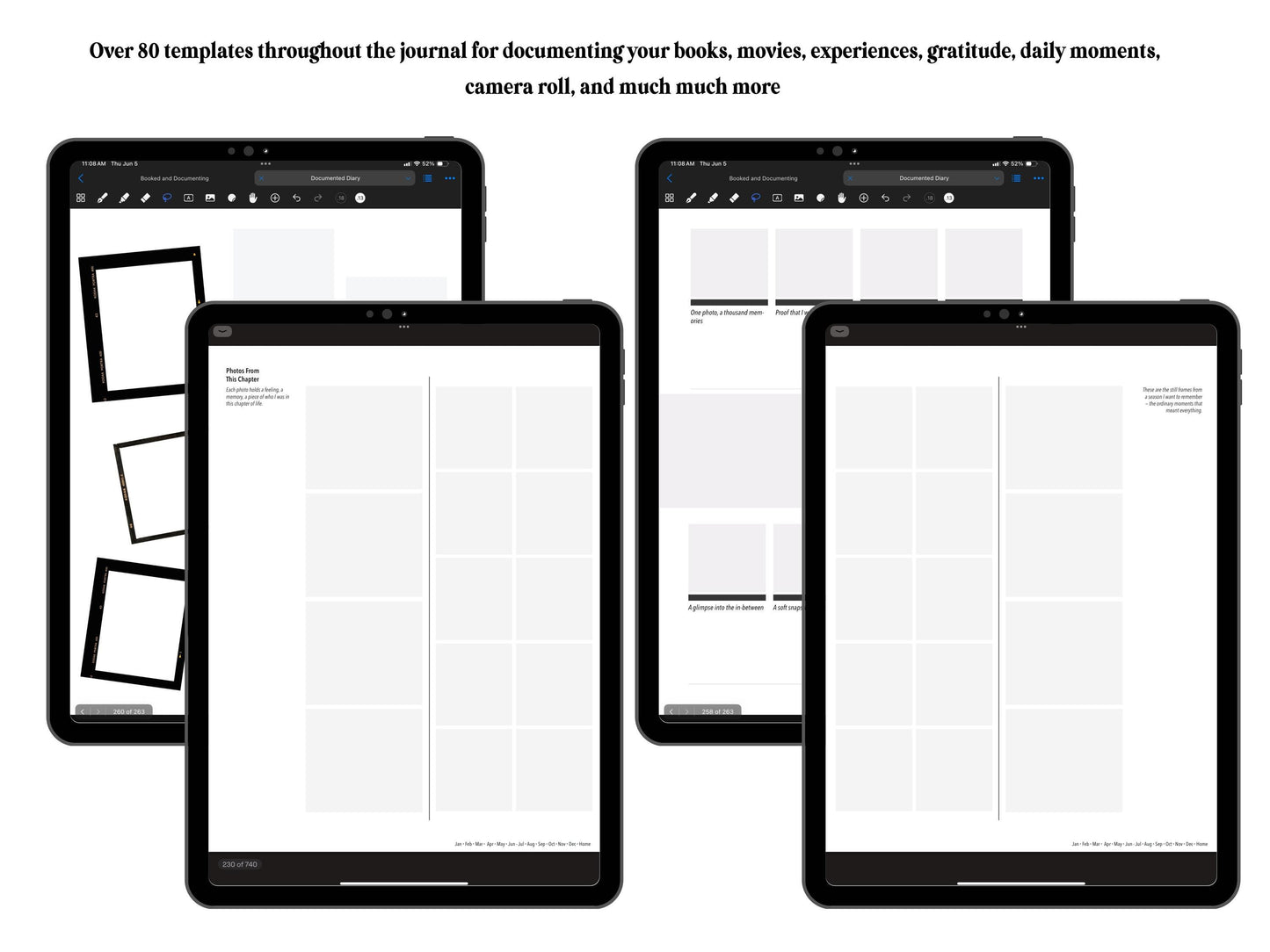 Documented Diary | Digital Journal and Prompt Book | Undated | Monday and Sunday Start