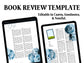 Book Review Editable Template (CANVA, GOODNOTES, NOTEFUL)