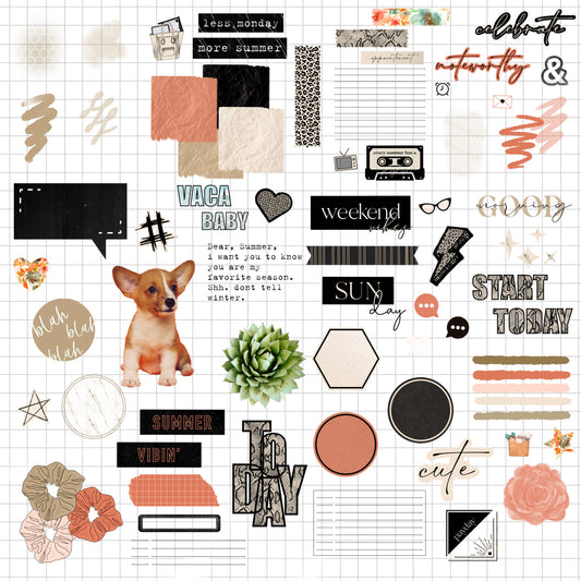 summer vibin' Digital Journaling and Planning Stickers (Goodnotes, PNGs)