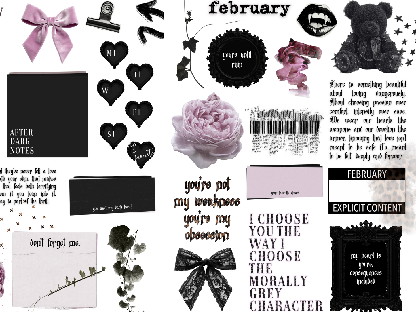 After Dark Digital Journaling and Planning Stickers (Goodnotes, Noteful, PNG)