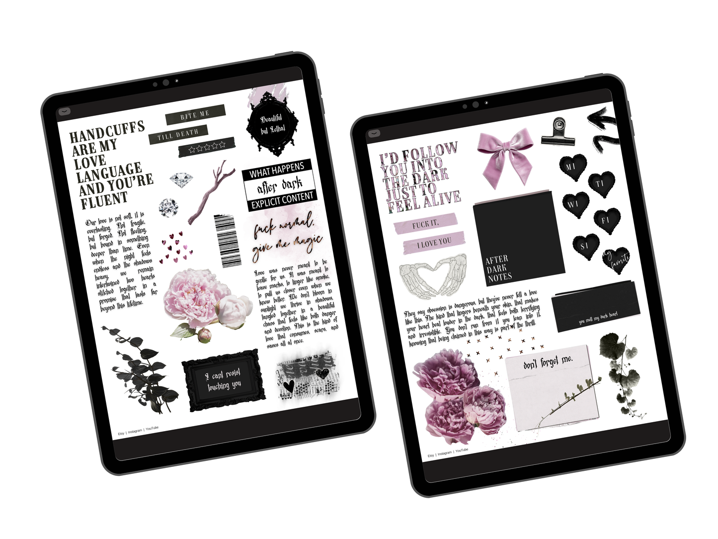 After Dark Digital Journaling and Planning Stickers (Goodnotes, Noteful, PNG)