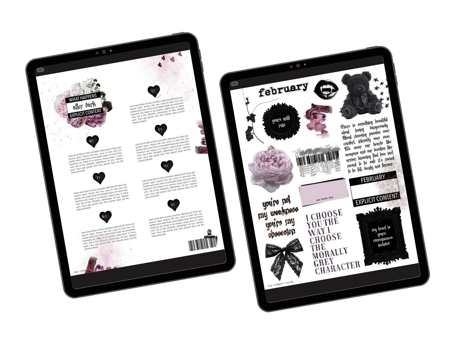 After Dark Digital Journaling and Planning Stickers (Goodnotes, Noteful, PNG)