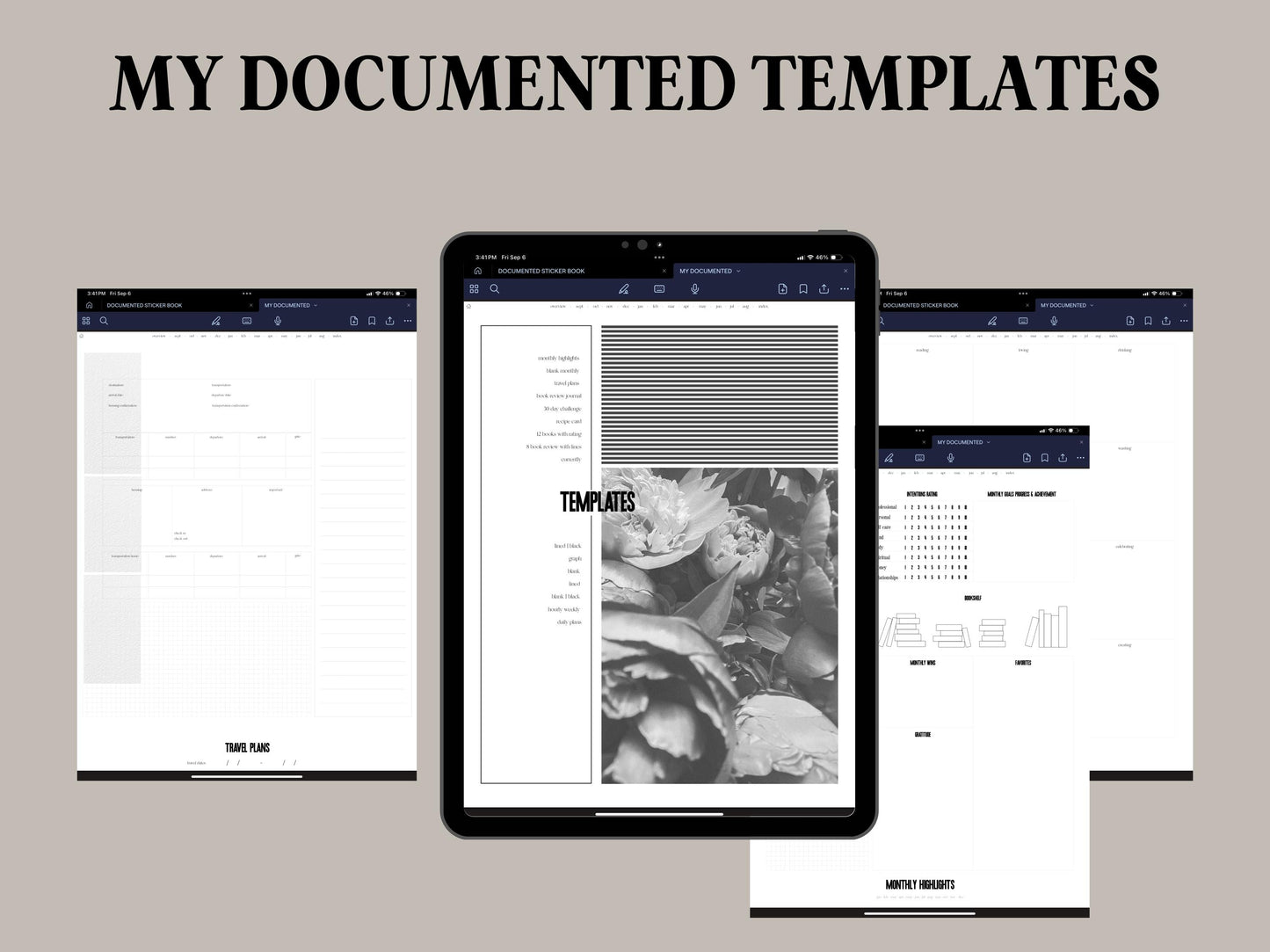 MY DOCUMENTED Digital Scrapbook Sticker book (PNGs, Goodnotes)